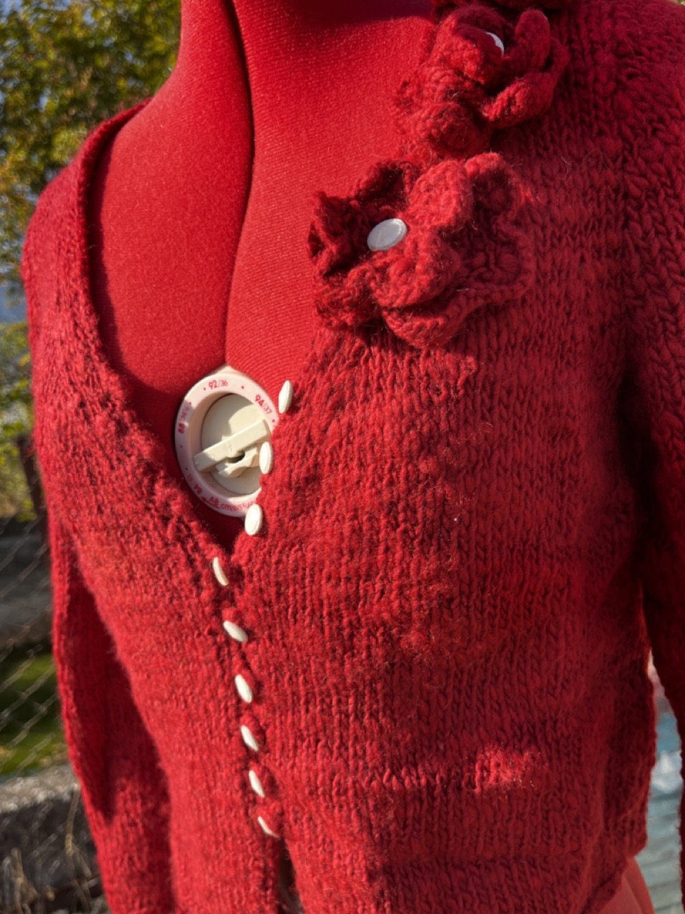 Reborn Crimson Hand-Knitted Cardigan