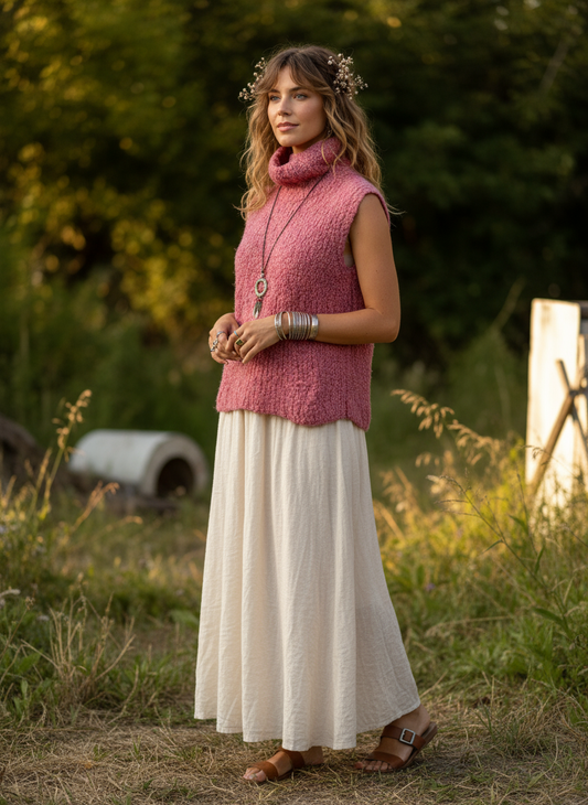 Blush Dawn Turtleneck Three-Quarter View