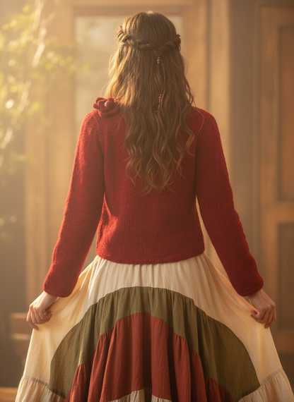 Crimson Cardigan Back View