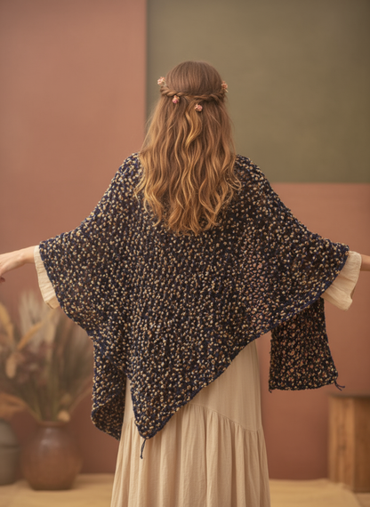 Midnight Pebbles Shawl Back View