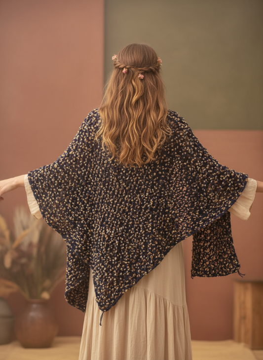 Midnight Pebbles Shawl Back View