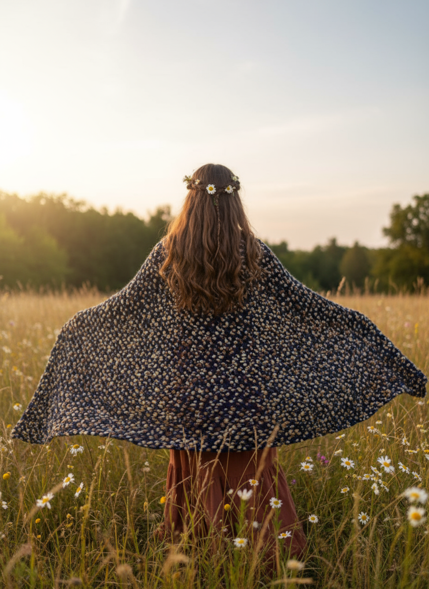 Midnight Pebbles Shawl Natural Setting